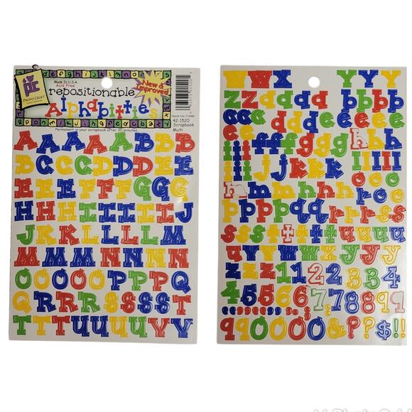 Provo Craft Alphabitties Stickers 4 Sheets ABC 123 Multi Red Black Scrapbooking - Picture 2 of 5